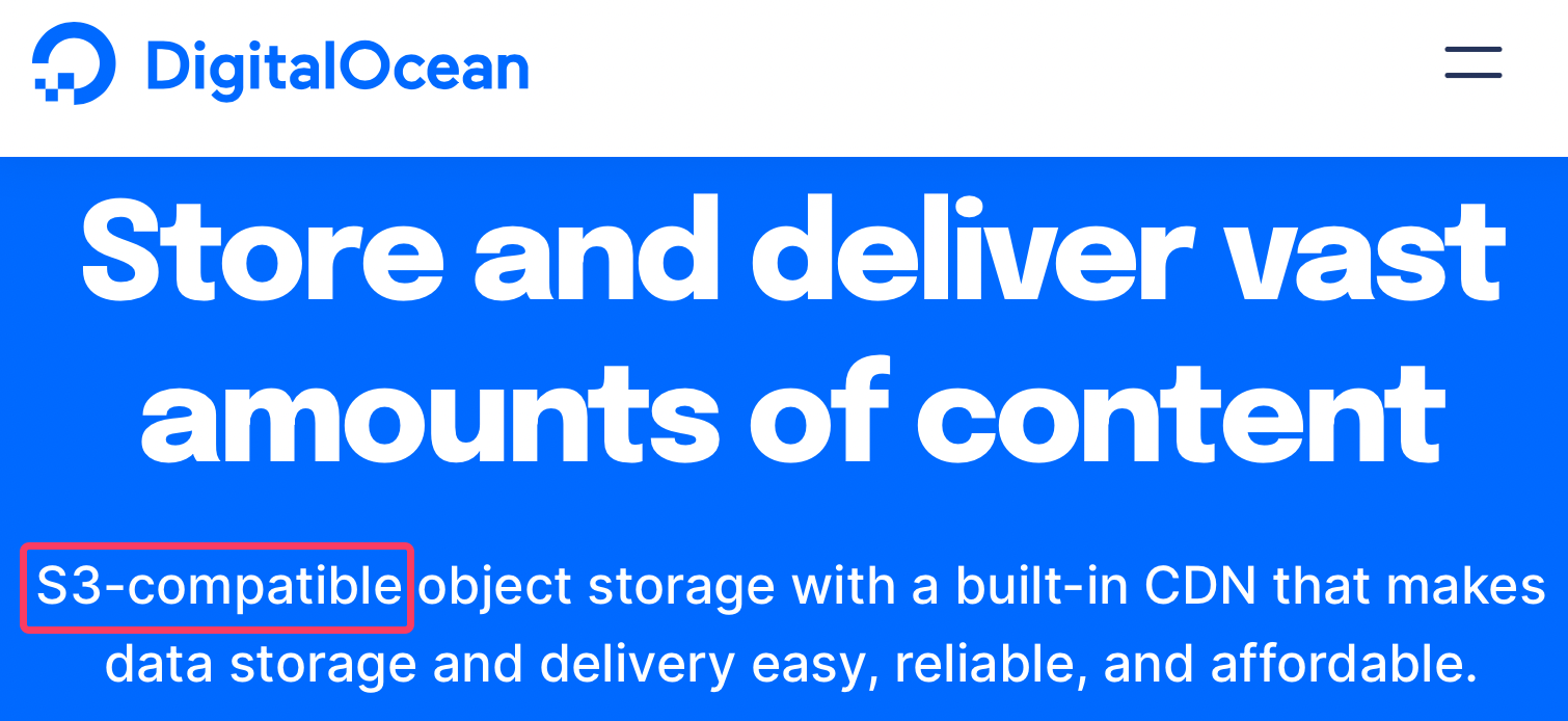 DigitalOcean qualifying their object storage as being "S3-compatible"